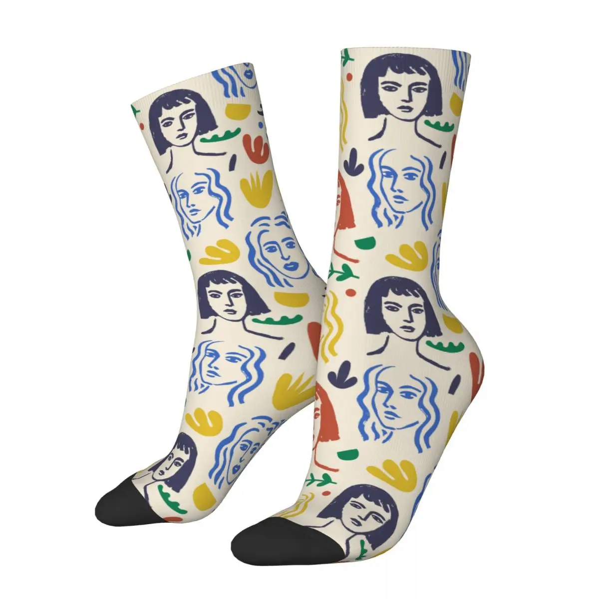 

Разноцветные спортивные носки Crazy Design Matisse из полиэстера, нескользящие носки средней длины для женщин и мужчин