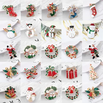TOGORY 럭셔리 절묘한 크리스마스 브로치 핀 눈사람 산타 클로스 부팅 화환, 패션 주얼리 선물 크리스마스 장식 브로치