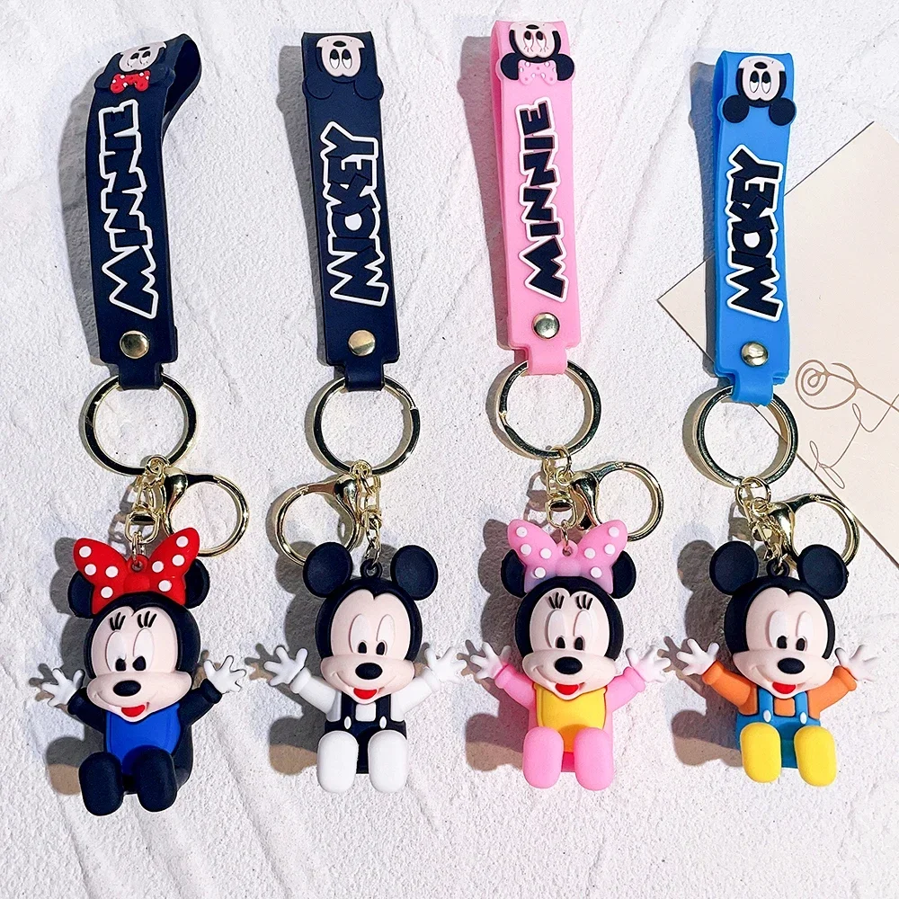 

Mickey Mouse Keychains Cute Cartoon Baby Boy Girl Figure Keyring Kawaii Minnie Key Chain Model Kid Toy Children Gift