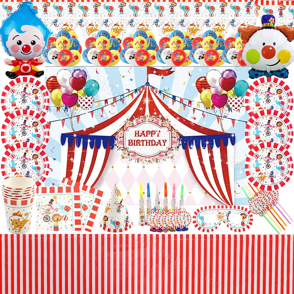 

Circus Clown Theme Kid Event DIY Toy Gift Party Supplies Tableware Paper Plate Cup Napkin Foil Latex Ballon Party Decoration Toy