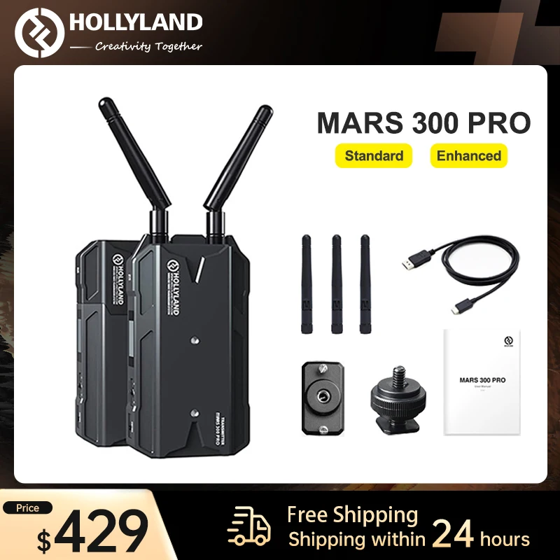 

Hollyland Mars 300 Pro Wireless Video Transmitter 0.1s Latency HDMI Loopout For Videographer Photographer Filmmaker