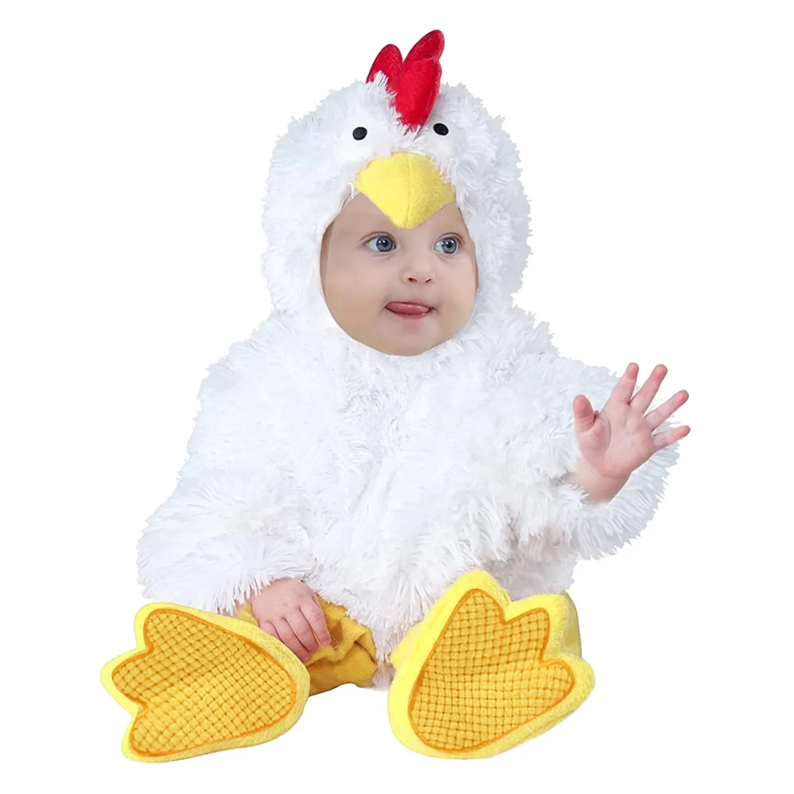 

Baby Chicken Chick Costume For Boys Girls Infant Fleece Rompers Jumpsuit With Shoes Halloween Easter Fancy Dress 6m 12m 18m
