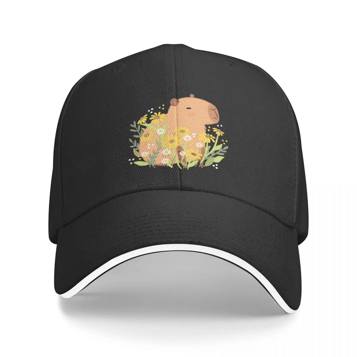 

New Capybara with daisy flowers Baseball Cap New In Hat Beach Outing Luxury Man Hat Designer Hat Women's Beach Visor Men's