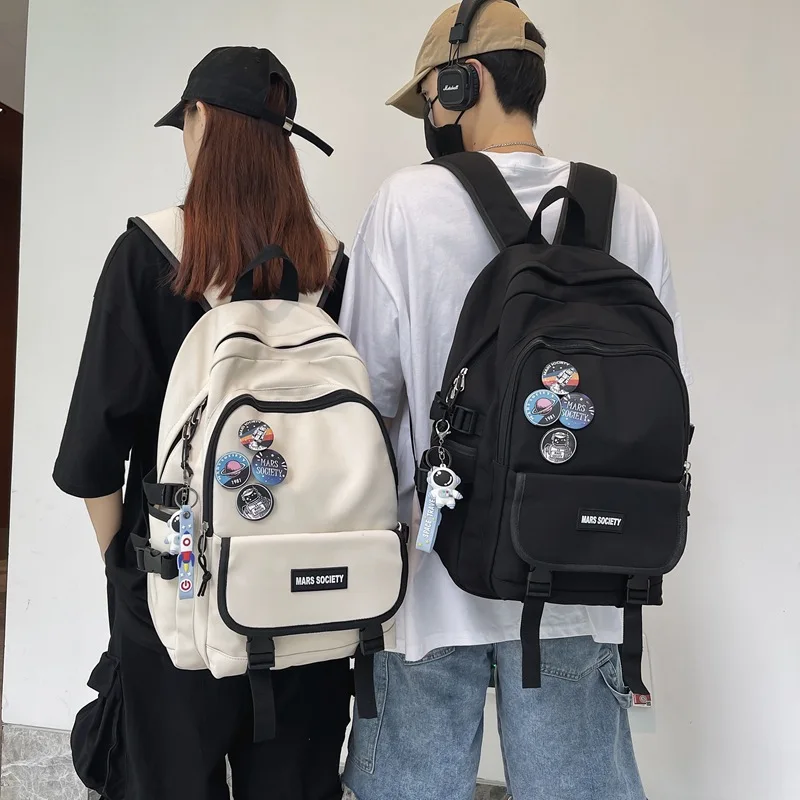 

Модный школьный ранец для студентов, повседневный простой Нейлоновый водонепроницаемый вместительный рюкзак, новинка 2023, трендовая дорожная сумка для мужчин и женщин для пар
