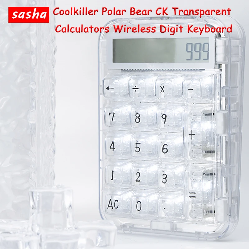

Coolkiller Polar Bear CK Transparent Calculators Wireless Digit Keyboard Cute Portable Bluetooth Hot-Swap Rechargeable Counter