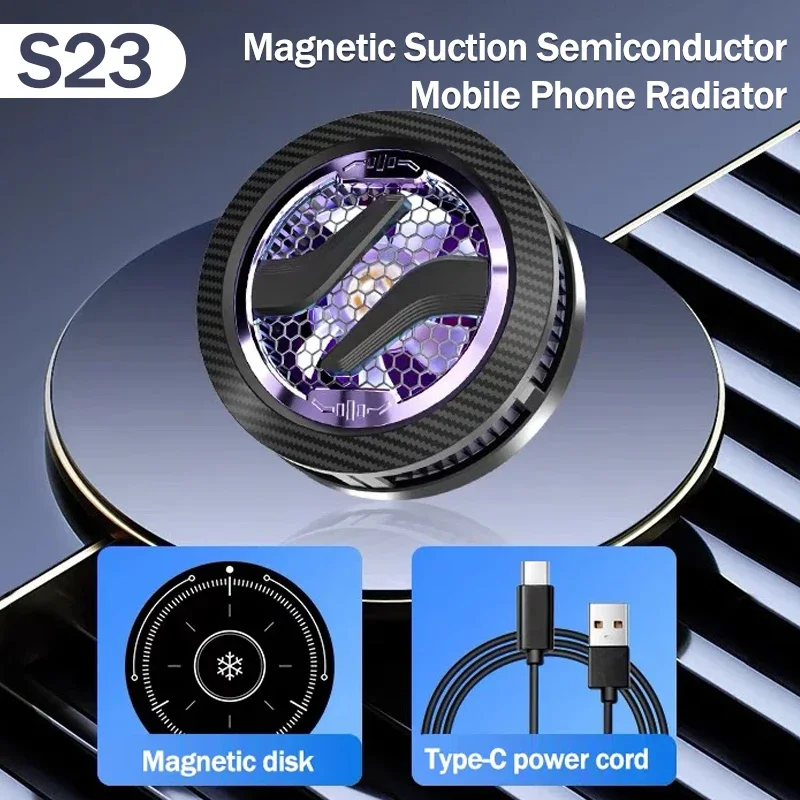 

S23 Universal Mobile Phone Magnetic Fan Radiator For Gaming Accessories PUBG Game Cooler TEC Semiconductor Type-C Cool Heat Sink