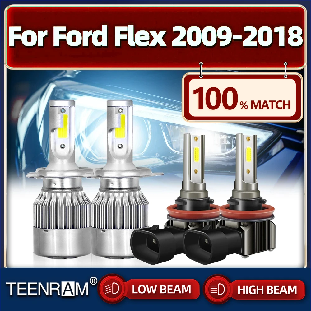 

H13 светодиодный лампы для фар дальнего и ближнего света 6000 К Белый H11 Автомобильные противотуманные фары 12 В для Ford Flex 2009-2012 2013 2014 2015 2016 2017 2018