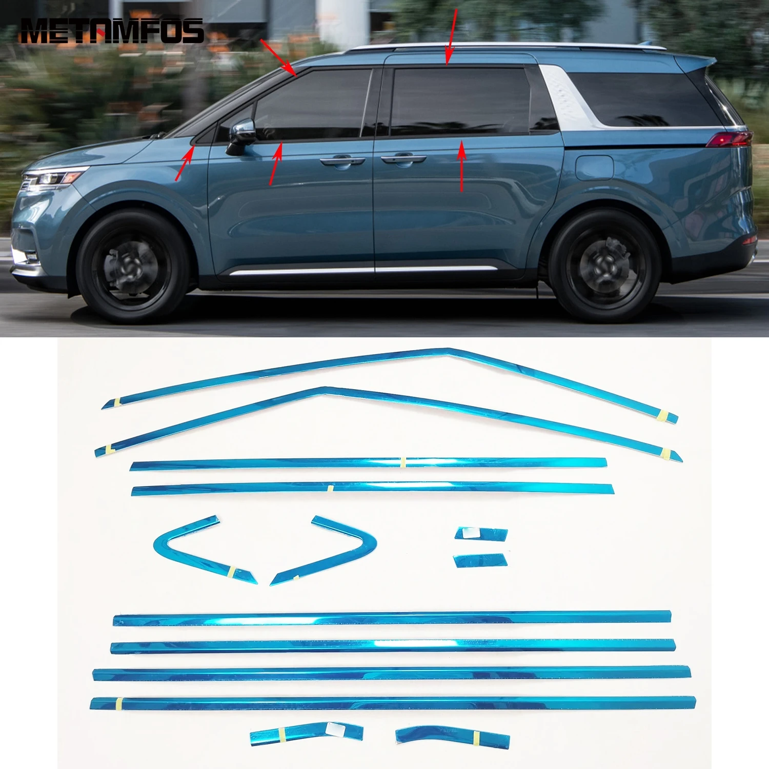 

For Kia Carnival KA4 2020 2021 2022 2023 Upper+Lower Window Sill Frame Cover Trim Decoration Sticker Accessories Car Styling