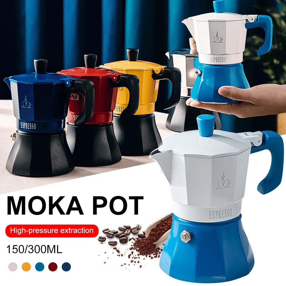 

150/300ML Moka Pot Aluminum Espresso Coffee Maker Stovetop Italian Coffee Brewer Coffee Machine Kitchen Coffeeware