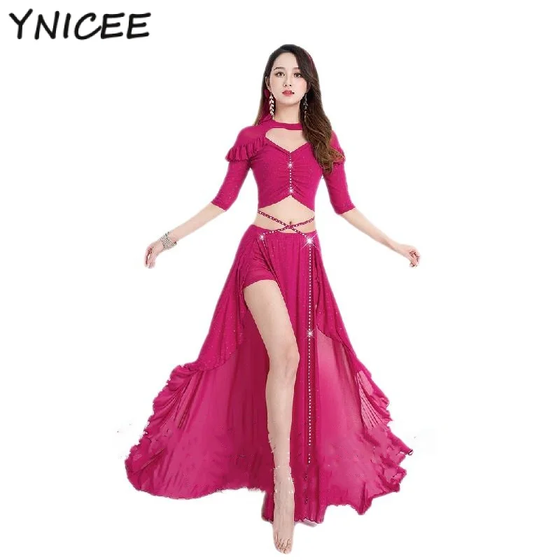 Women Belly Dance Costume Set Top Shirt Elegant Skirt with Hair Band Adult Practice Clothes Set Female Belly Dancewear Outfit
Women Belly Dance Costume Set Top Shirt Elegant Skirt with Hair Band Adult Practice Clothes Set Female Belly Dancewear Outfit