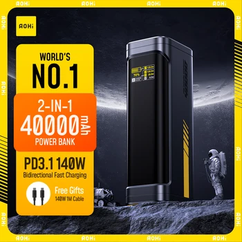 AOHI 스타쉽 40,000mAh 파워 뱅크 140W PD3.1 노트북 파워 뱅크 (C-C 케이블 포함) 아이폰 맥북 노트북용 고속 충전 스테이션