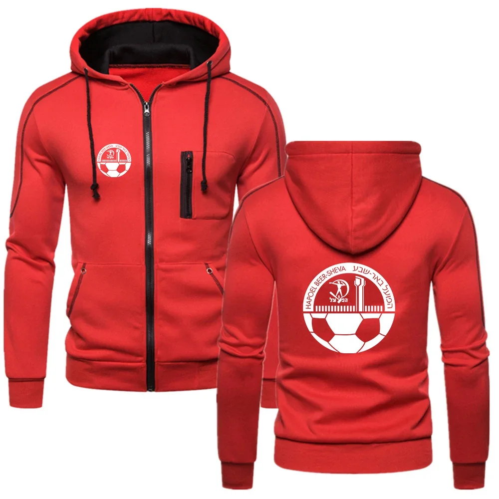 

2024 Spring Autumn Fashion HAPOEL BEER SHEVA Logo Print Comfortable Cotton Zip Hoodies Men's Solid Color Fitness Sweatshirt Coat