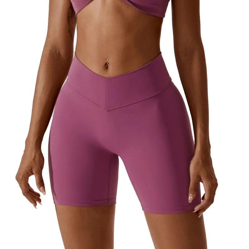 

Nude Feel Tight Yoga Shorts Women's High Waist Hip Lift Fitness Pants Running Slim Fit Sports Shorts8233