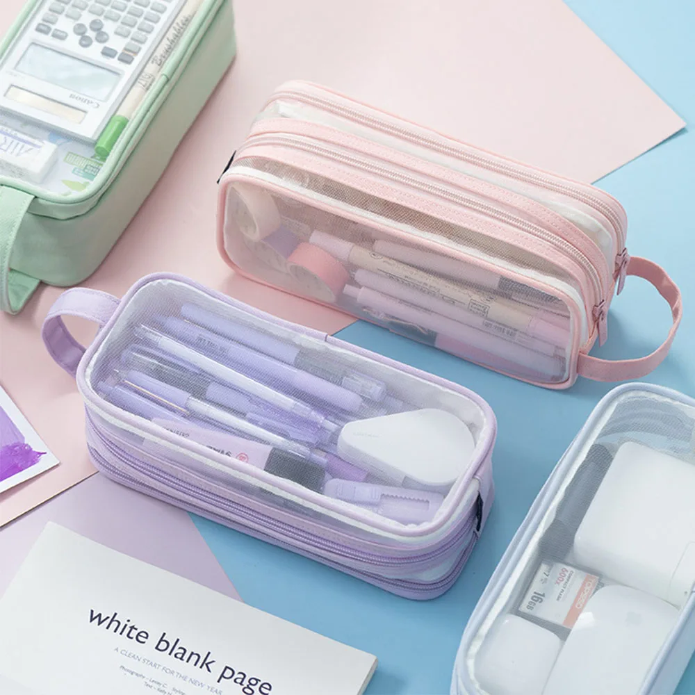Transparent Pencil Case Waterproof Nylon Mesh Pencil Bag Large Capacity Pouch Pen Bag Korean Stationery for Girl School Supplies
Transparent Pencil Case Waterproof Nylon Mesh Pencil Bag Large Capacity Pouch Pen Bag Korean Stationery for Girl School Supplies