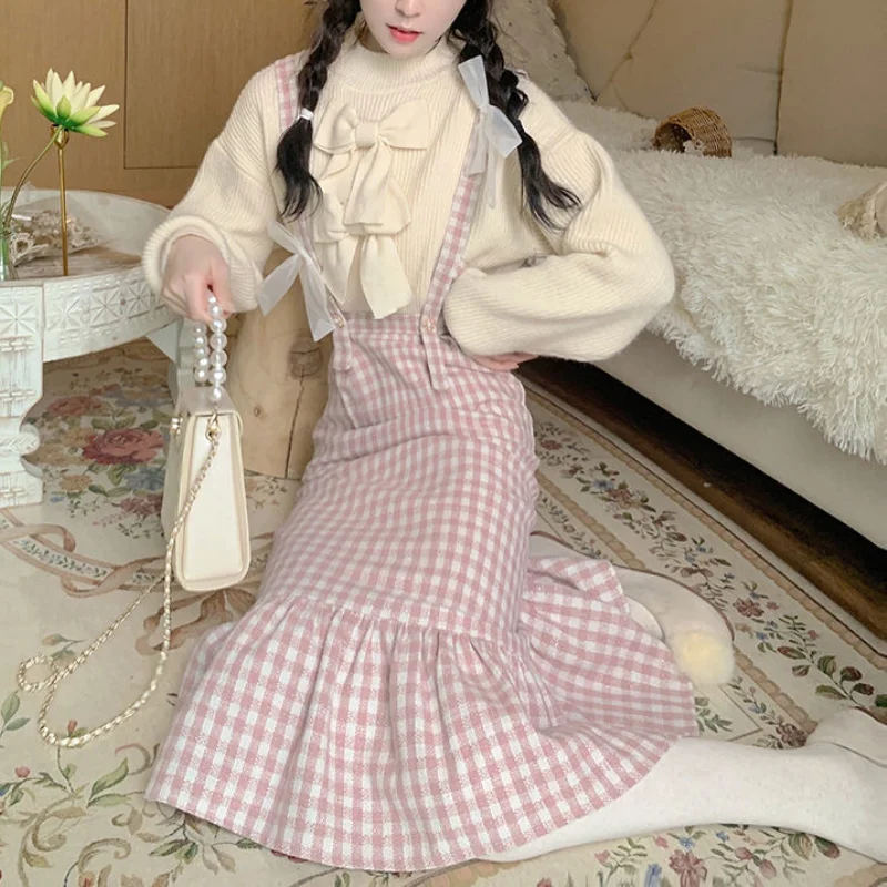 Japanese Kawaii Plaid Strap Dress Women Sweet Bow Designer Party Midi Dress Female Casual Korean Fashion Winter Cute Dress 2023
Japanese Kawaii Plaid Strap Dress Women Sweet Bow Designer Party Midi Dress Female Casual Korean Fashion Winter Cute Dress 2023