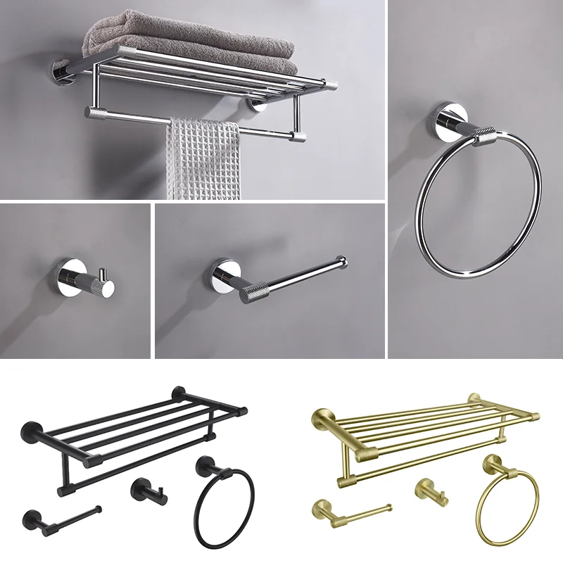 

Matte Black/Chrome/Brushed Gold Bathroom Accessories Tissue Paper Holder Robe Hook Towel Rack Towel Ring