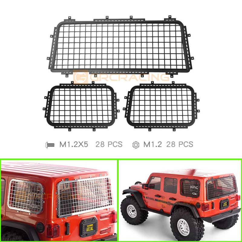 

KXRC Metal Side Window Net+tail Window Net Kit Accessories for 1/10 RC Crawler Car AXIAL SCX10 III Wrangler Upgrade Parts