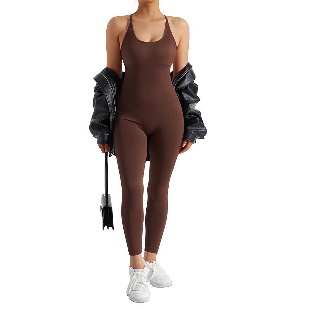 Women Strappy Backless One Piece Jumpsuits Tummy Control Shapewear Square Neck Padded Tracksuits Workout Rompers Jumpsuits Women Strappy Backless One Piece Jumpsuits Tummy Control Shapewear Square Neck Padded Tracksuits Workout Rompers Jumpsuits
