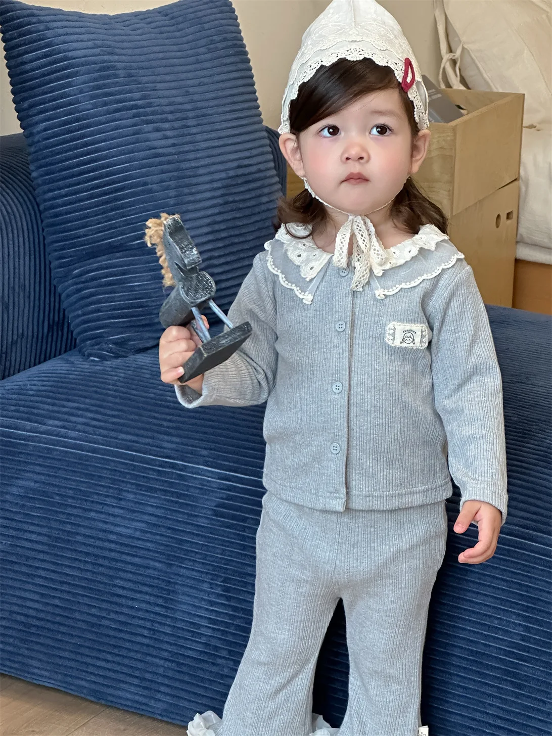 2025 Autumn New Baby Long Sleeve Clothes Set Infant Girl Cute Lapel Cardigan + Lace Flare Pants 2pcs Suit Toddler Casual Outfits 14 S9253ef1bc22f4bbbb8c76a51ad6af9a89