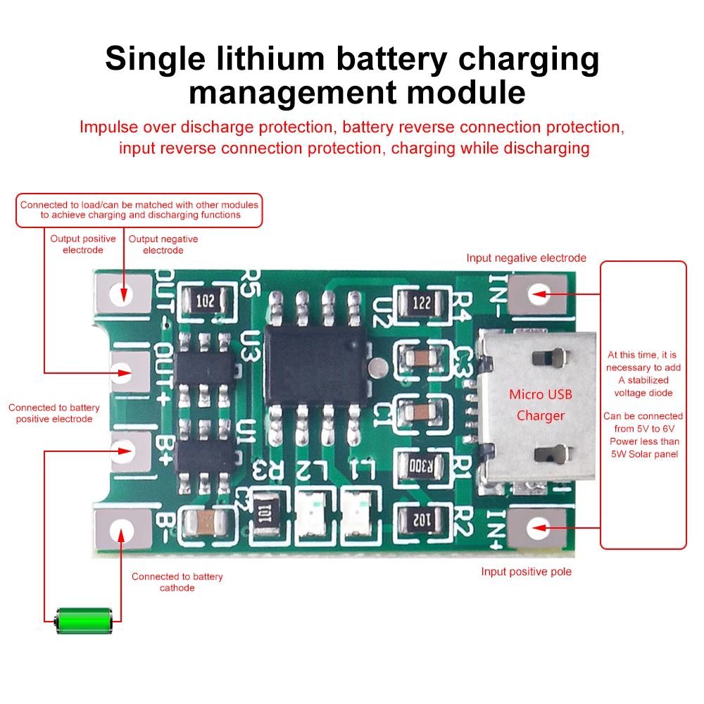 

3.7V 4.2V Charge Discharge Integrated Module for 18650 Lithium Battery Charging Boost Protection PCB Board Module