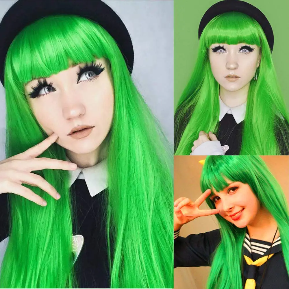 New Green Lace Front Wigs with Bangs Silky Straight Heat Resistant Natural Haieline Synthetic Wig Daily Wear Cosplay Fringe Wigs
New Green Lace Front Wigs with Bangs Silky Straight Heat Resistant Natural Haieline Synthetic Wig Daily Wear Cosplay Fringe Wigs