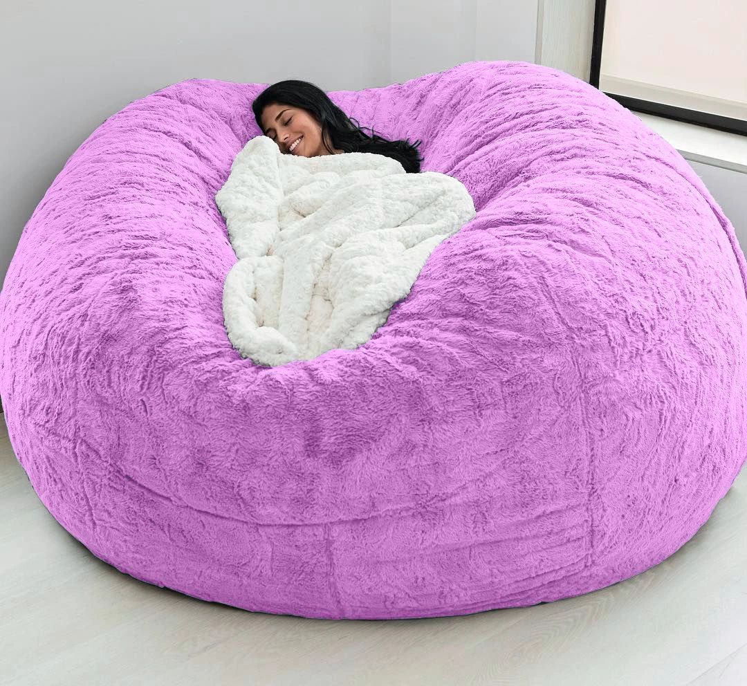 

Lounger Furniture 150CM extra large Bean Bag Chair with Furry Fur Cover Machine Washable Big Size Sofa and Giant
