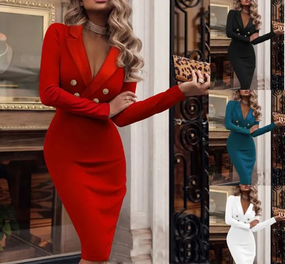 Elegant Women Fashion Sexy Blazer Long Dress Fashion Slim Notched Collar Dress Lady Office Ladies Autumn Winter Party Robe
Elegant Women Fashion Sexy Blazer Long Dress Fashion Slim Notched Collar Dress Lady Office Ladies Autumn Winter Party Robe
