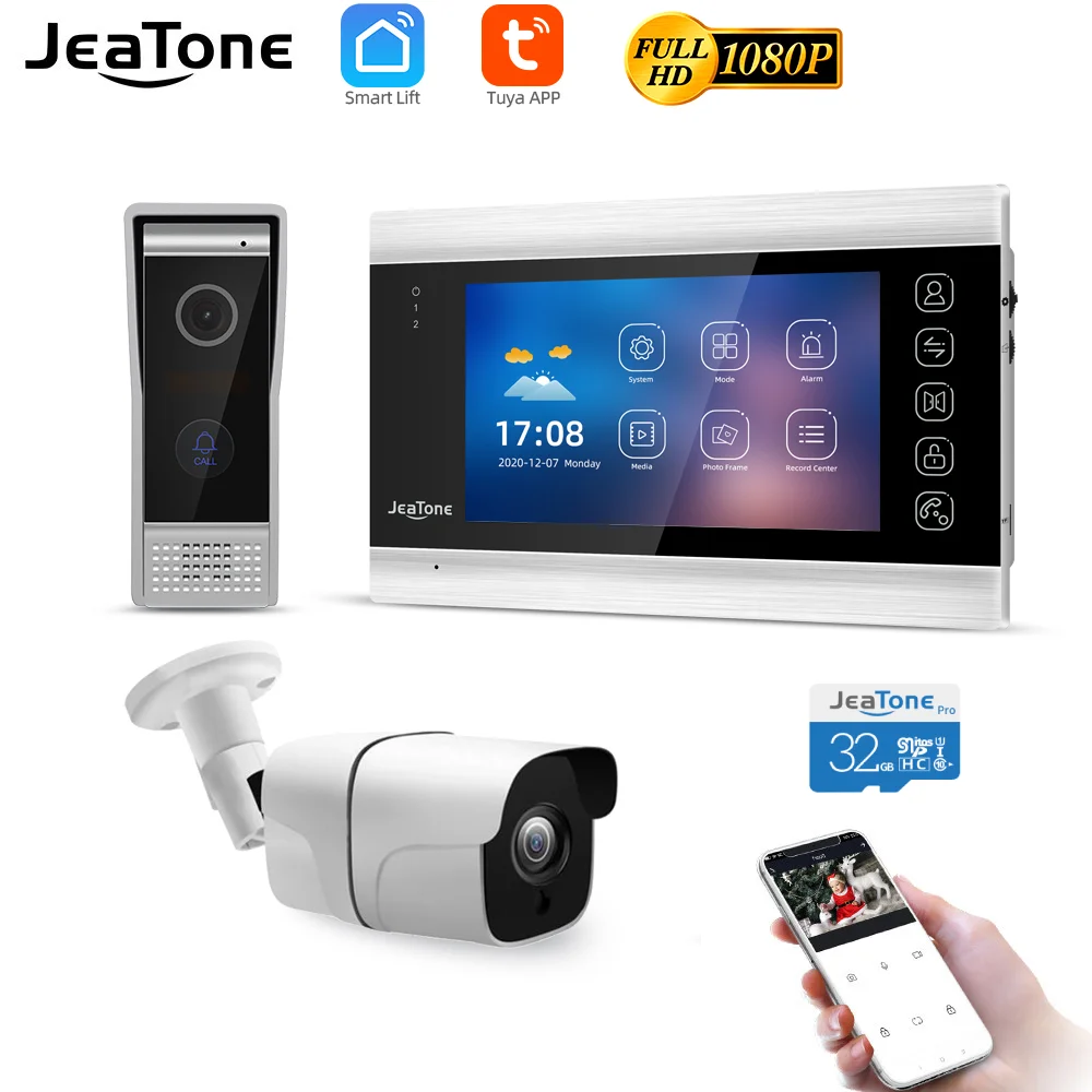 

JeaTone Smart Home Video Intercom Door Phone for Street 1080P Doorbell+ Camera System with Remote Talk, Unlock, Motion Detection