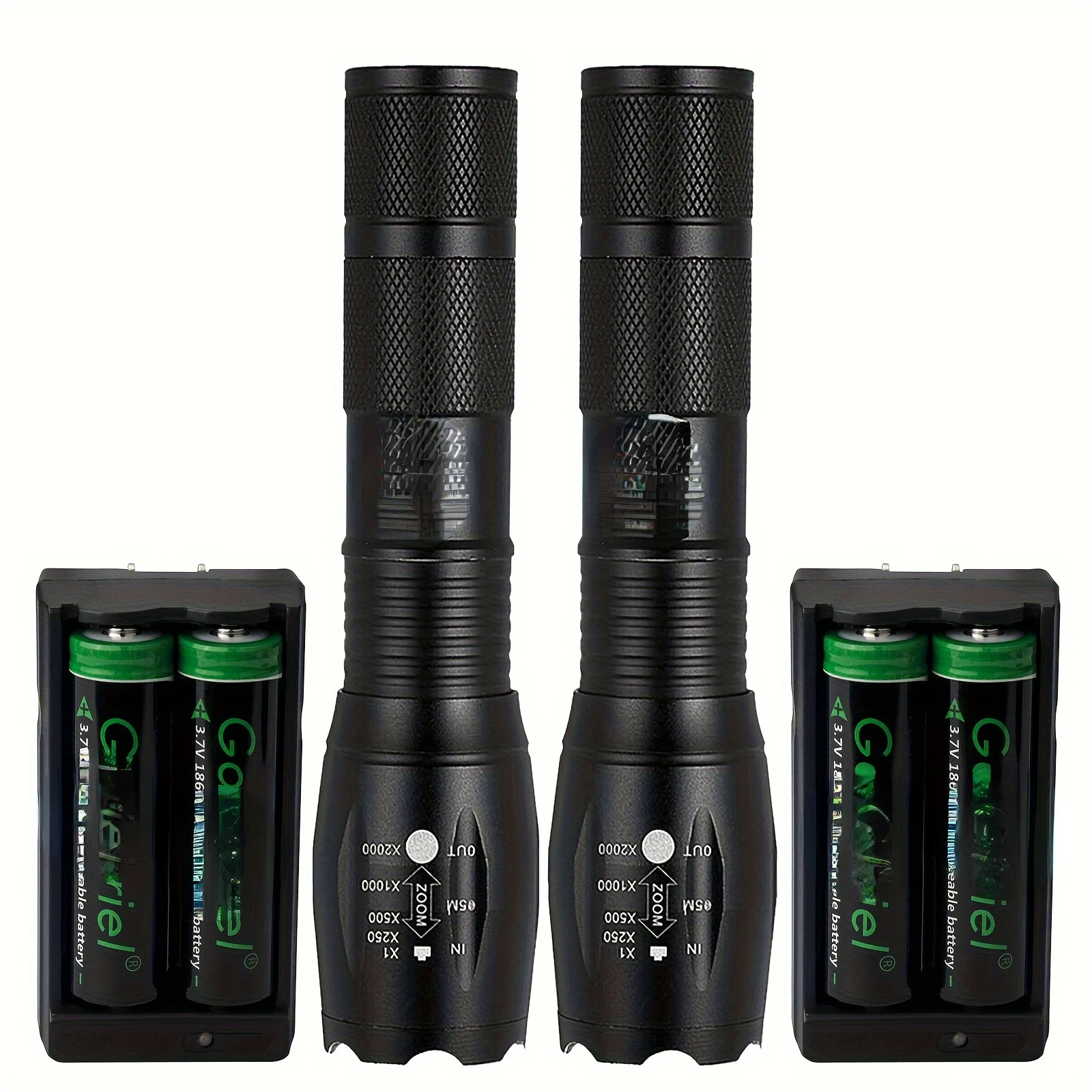 

2 Pack High Lumens 5 Modes Mini Flashlight With 18650 Batteries And Charger, Portable Waterproof Zoomable Torch Lights For Campi