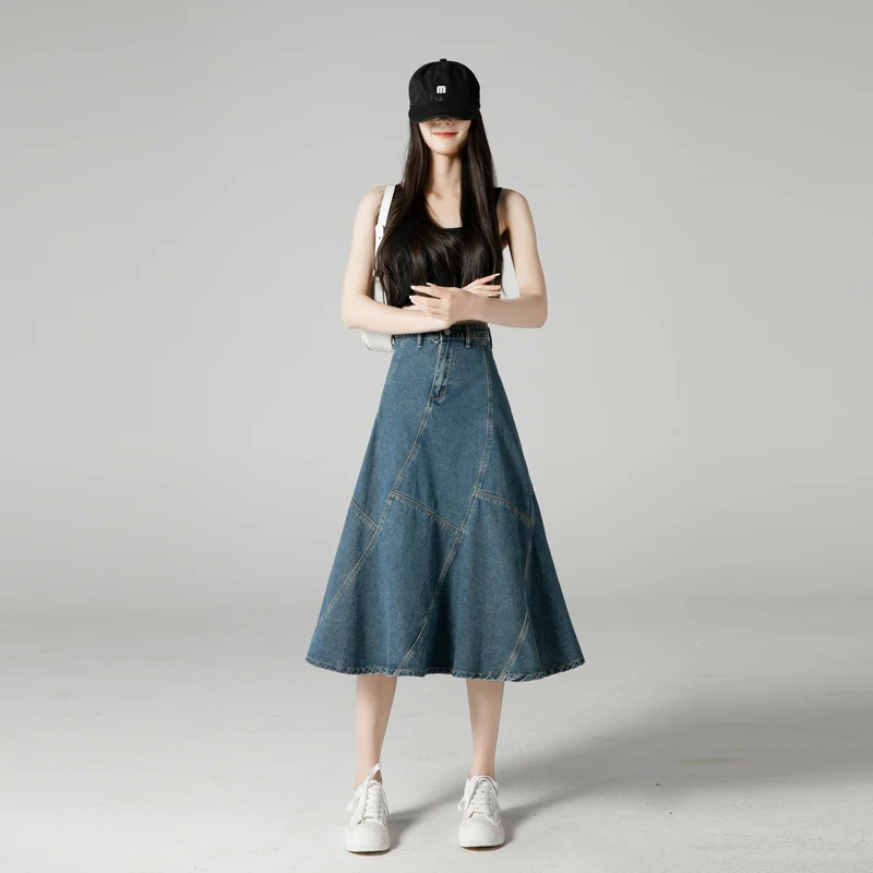 Retro High Street Fashion All-match Denim Skirt Blue High Waist Midi Skirt A- line Hip Skirt Ins
Retro High Street Fashion All-match Denim Skirt Blue High Waist Midi Skirt A- line Hip Skirt Ins