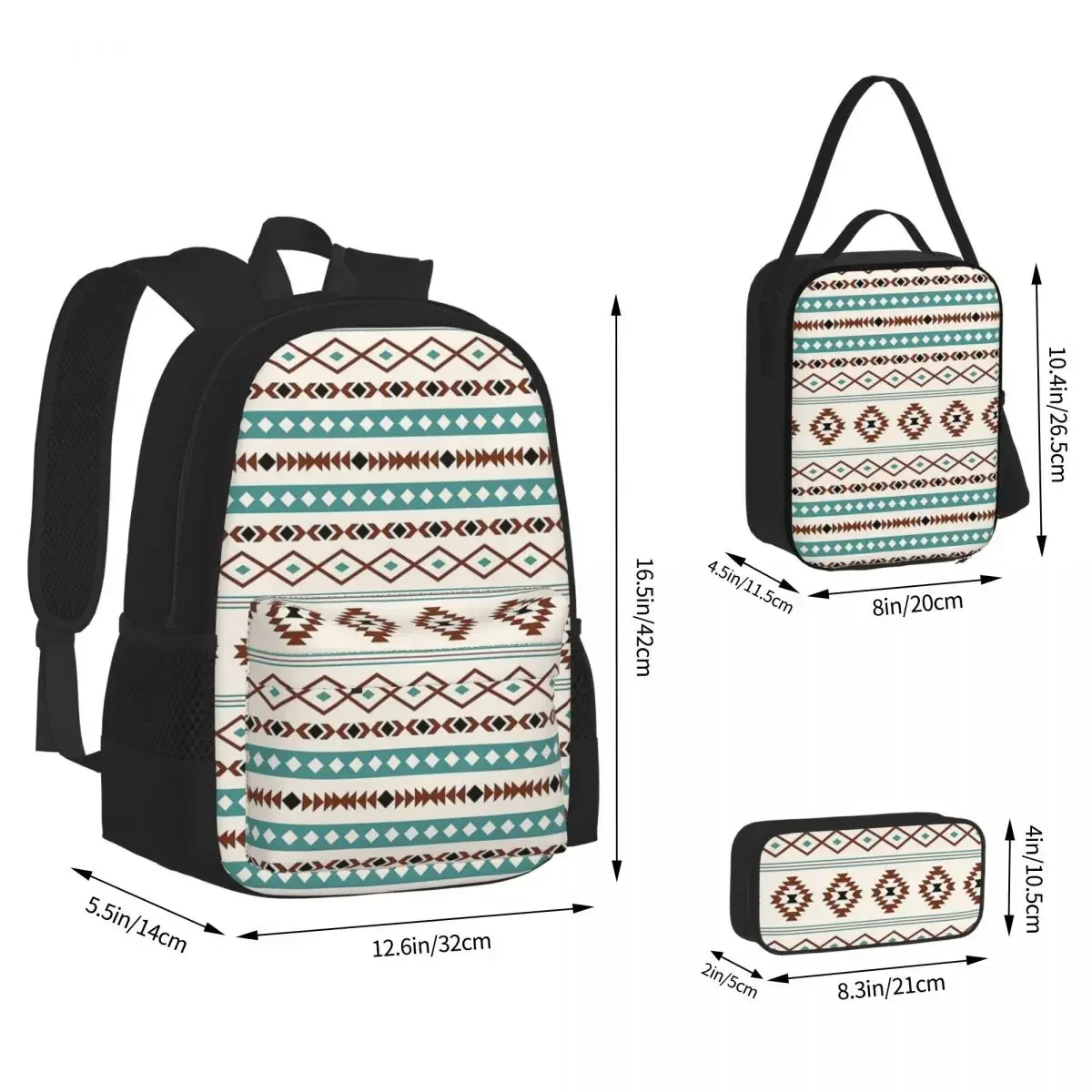 Aztec Teal Terracotta Black Cream Backpacks Bookbag Students School Bags Cartoon Kids Rucksack Lunch Bag Pen Bag Three-Piece Set
Aztec Teal Terracotta Black Cream Backpacks Bookbag Students School Bags Cartoon Kids Rucksack Lunch Bag Pen Bag Three-Piece Set