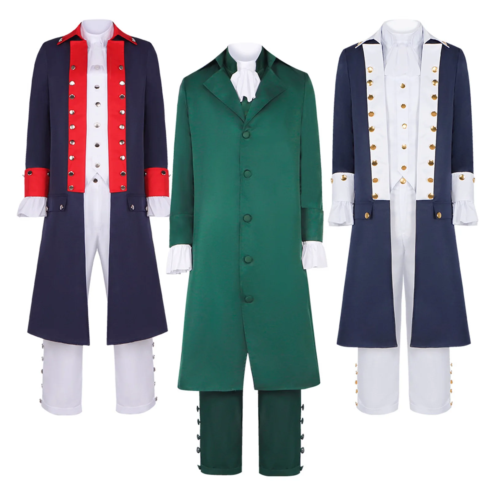 

Musical Rock Opera Hamilton Alexander Cosplay Victorian Costume Adult Men Boys Parent Child Outfits Medieval Navy Blue Trench