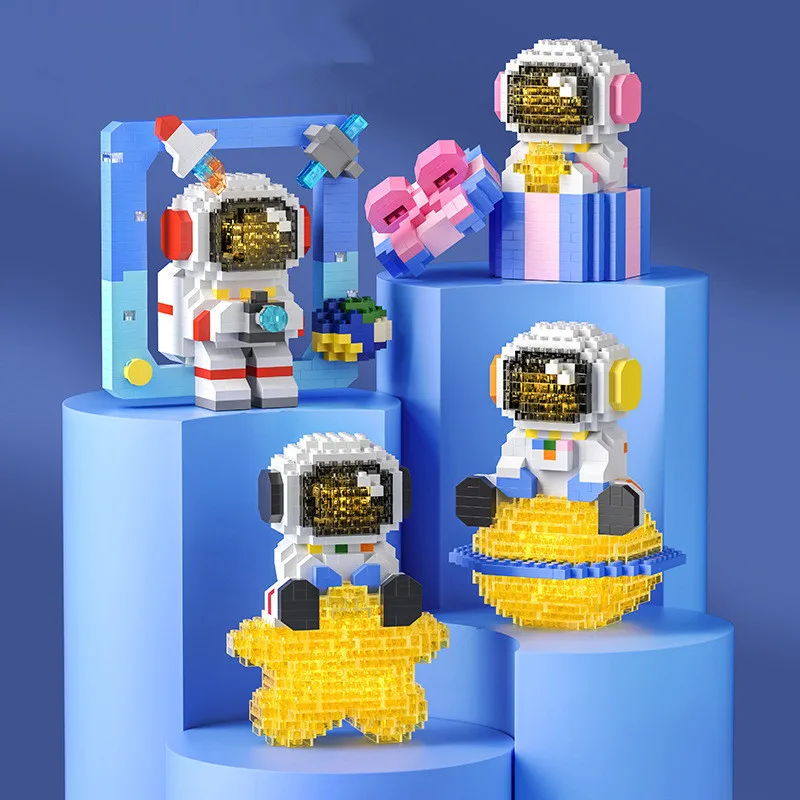 

Micro Building Blocks Space Aerospace Series Glowing Astronaut Figure With Light DIY Bricks Set Toys For Children Christmas Gift