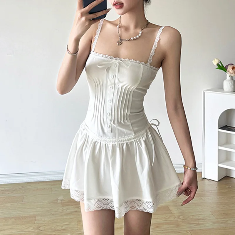 

French Style Pure Desire Style Camisole Dress, Spicy Girl Sexy Dress, 2024 Summer Waistband Slimming A-line Skirt, Short Skirt