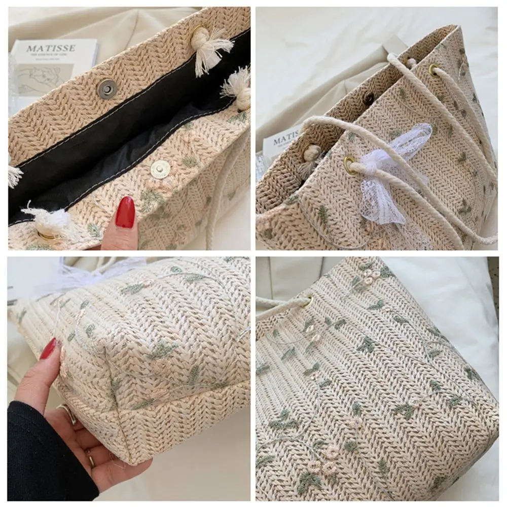 Woven Beach Tote - Large Straw Shoulder Bag with Magnetic Closure 7 S926674513318496c86f9c42ec880fae3B