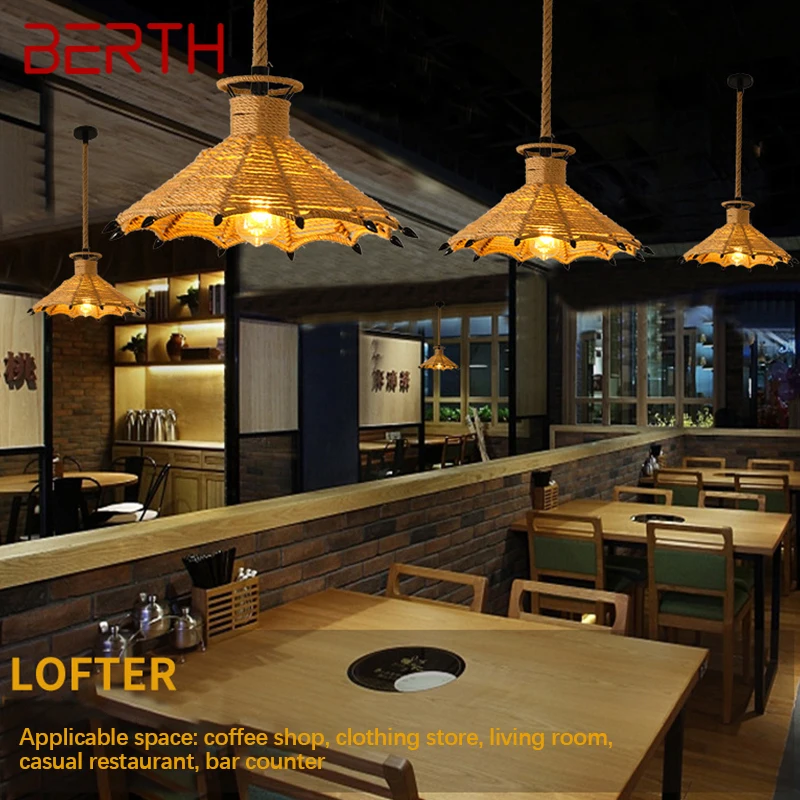 BERTH American Style Retrohemp Rope Chandelier Nostalgic Loft Industrial Style Internet Cafe Restaurant Hot Pot Shop Pendant
BERTH American Style Retrohemp Rope Chandelier Nostalgic Loft Industrial Style Internet Cafe Restaurant Hot Pot Shop Pendant