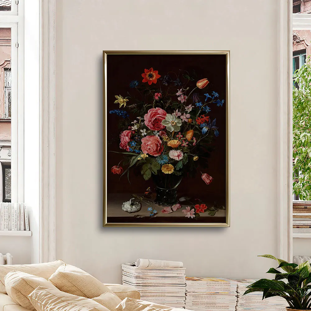 

Tone Dark Moody Floral Wall Art Picture Prints Botanical Peony Flowers Posters Canvas Painting Nordic Living Room Modern Decor