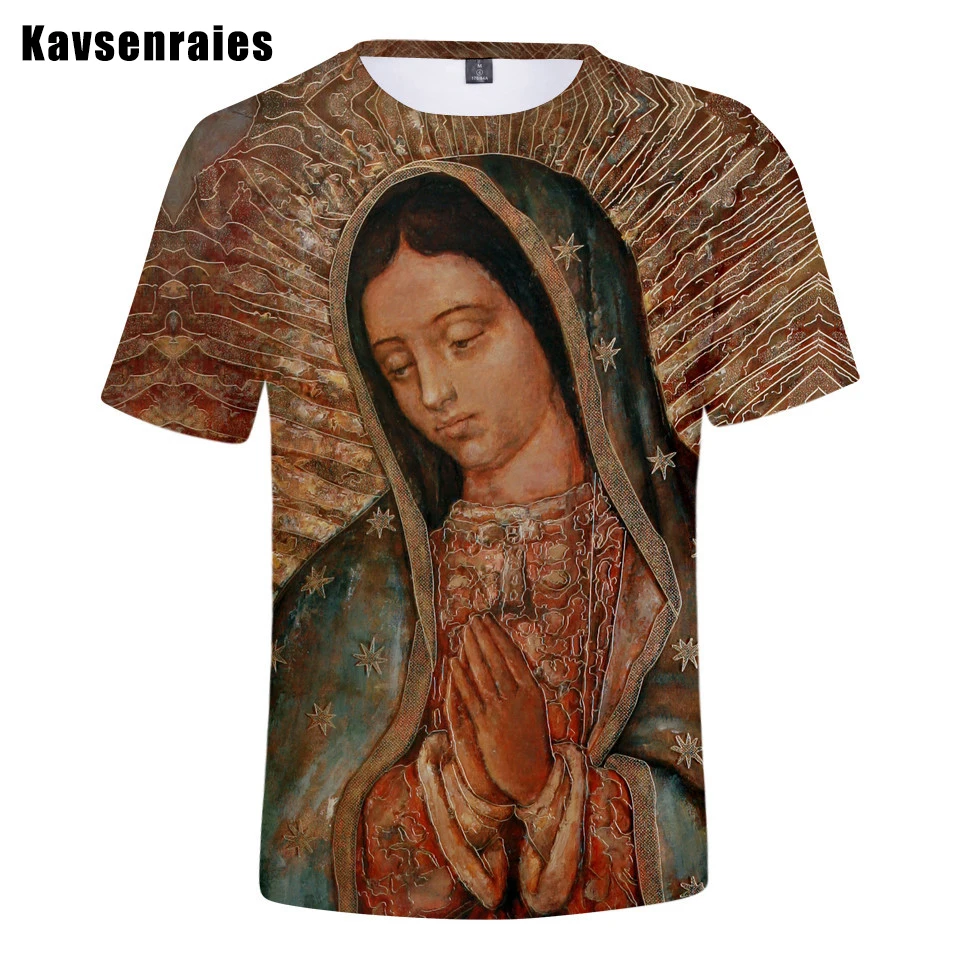 

Guadalupe Virgin Mary Catholic Men's T-shirt Unisex Fashion Casual 3D Print T Shirt Summer Harajuku Streetwear Oversized Tops