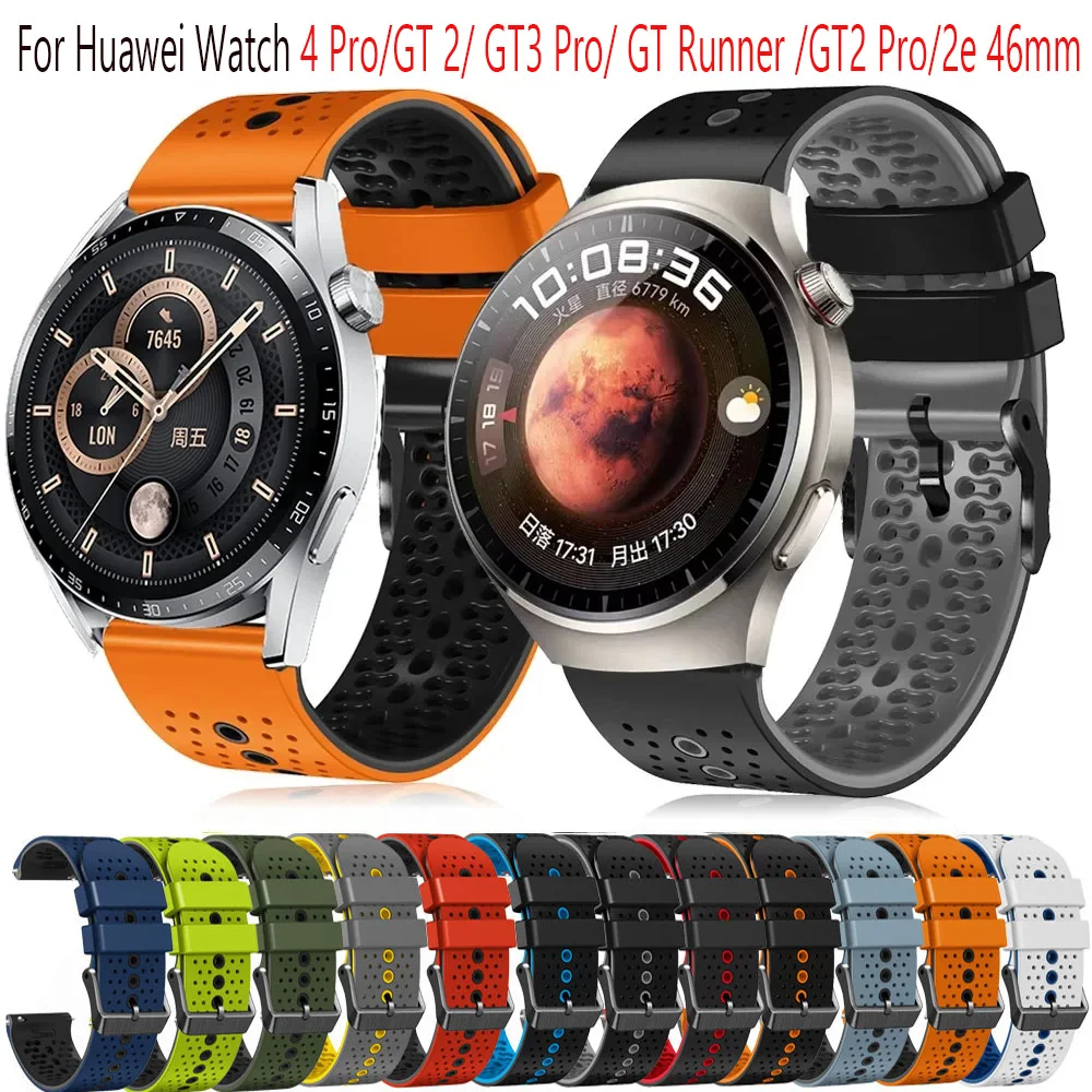 

22mm Silicone Watchband For Huawei Watch 4 Pro/GT 2 GT3 Pro 46mm Bracelet Correa Sport Strap GT Runner 46mm/GT2 Pro/2e Wristband