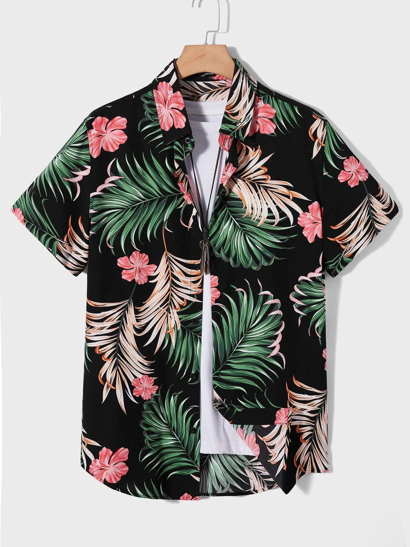 

Men's and Women's Summer Short Sleeve Shirts Botanical Floral Print Pattern Seaside Beach Lapel Button Up Shirt Tops