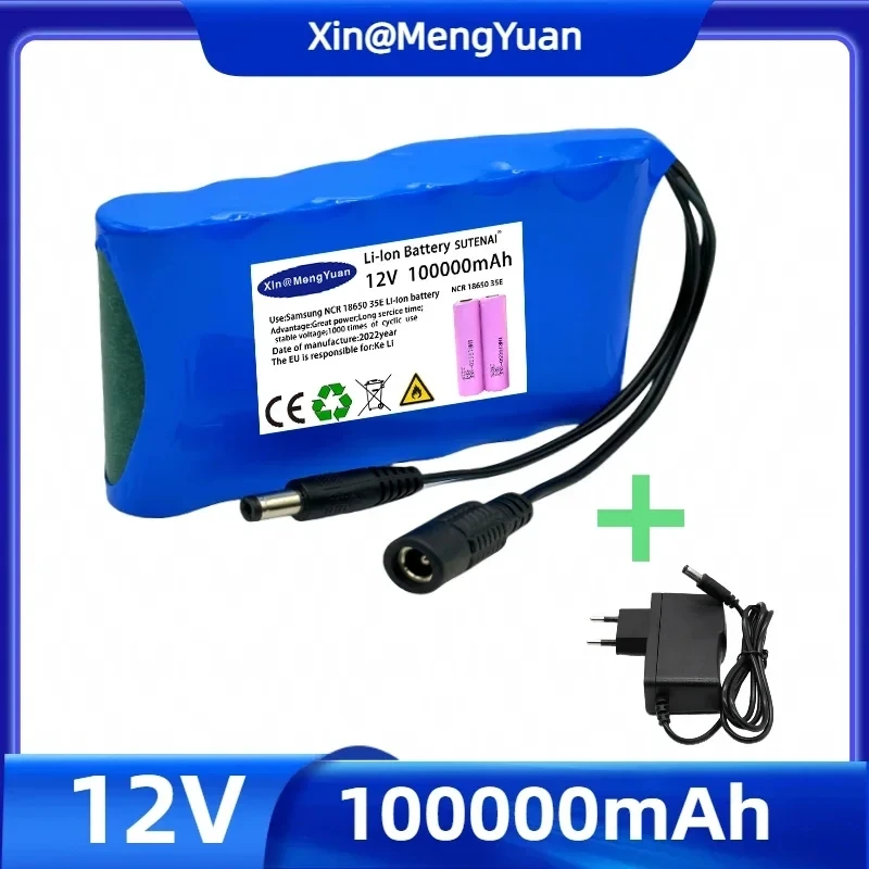 

Paquete de batería de iones de litio recargable portátil, Super 12V, 20000mah, capacidad DC 12,6 v, 30Ah, Monitor de cámara CCTV