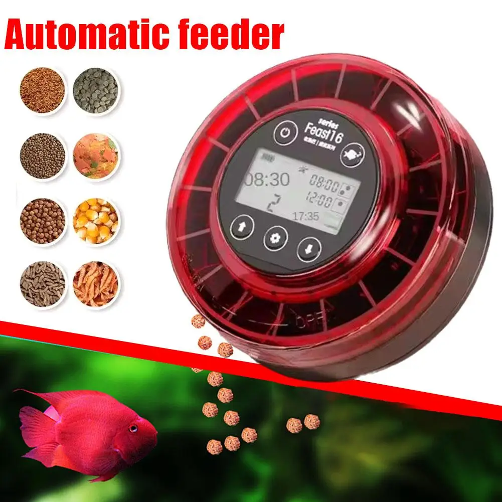 

Aquarium Automatic Fish Feeder With Timer Accurate Large Rechargeable Capacity LCD Display Fish Feeding Metering Mode Feede O5P6