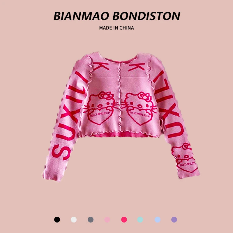 Sanrio Hellokitty Knitted Sweater Women's Short Half High Neck Long Sleeve Inside Matching Leggings Sweet Cool Sweater Ins Tide
Sanrio Hellokitty Knitted Sweater Women's Short Half High Neck Long Sleeve Inside Matching Leggings Sweet Cool Sweater Ins Tide