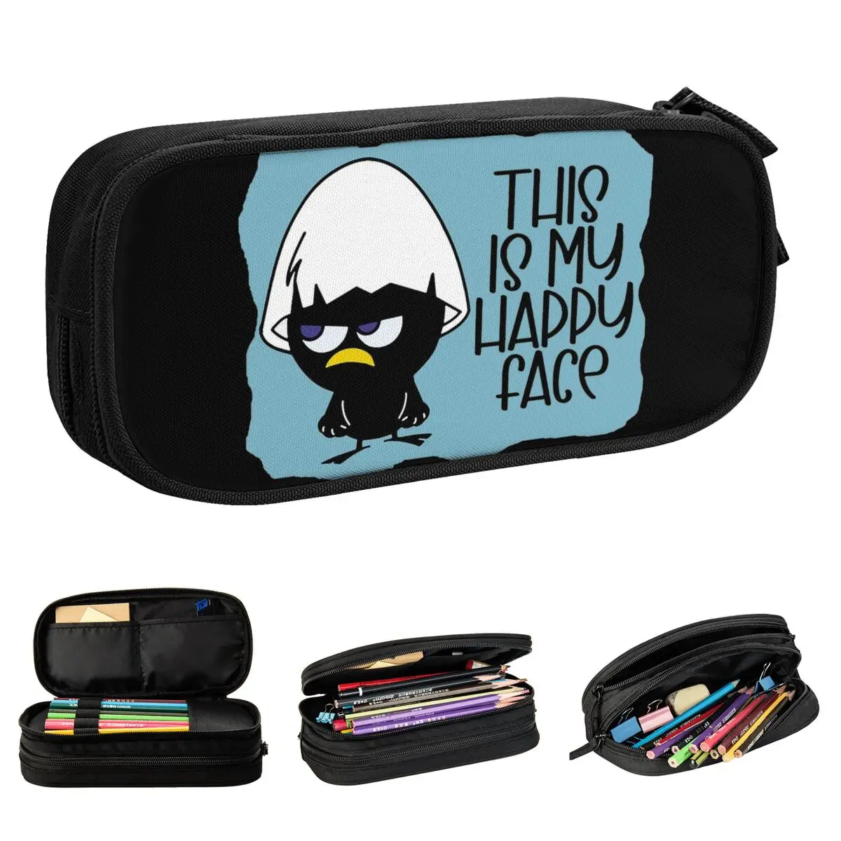 

Happy Face Calimero Pencil Case Pen Holder Bag Student Big Capacity School Supplies Cosmetic Pencil Box