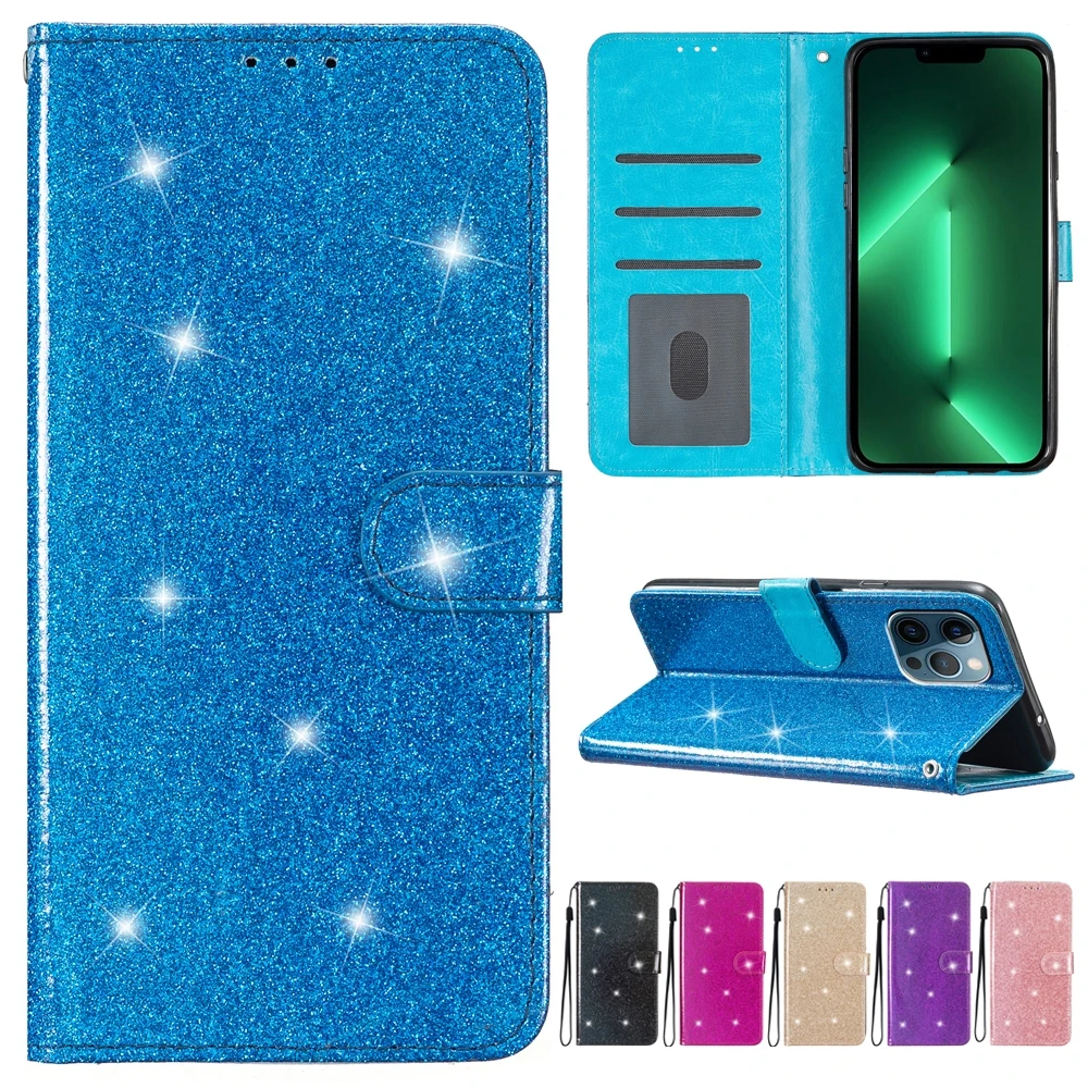 

Leather Wallet Phone Case For Huawei P Smart Z Y5P Y6P Y5 P50 P40 P30 P20 Pro P10 Plus P9/P8 Lite Luxury Bling Glitter Cover