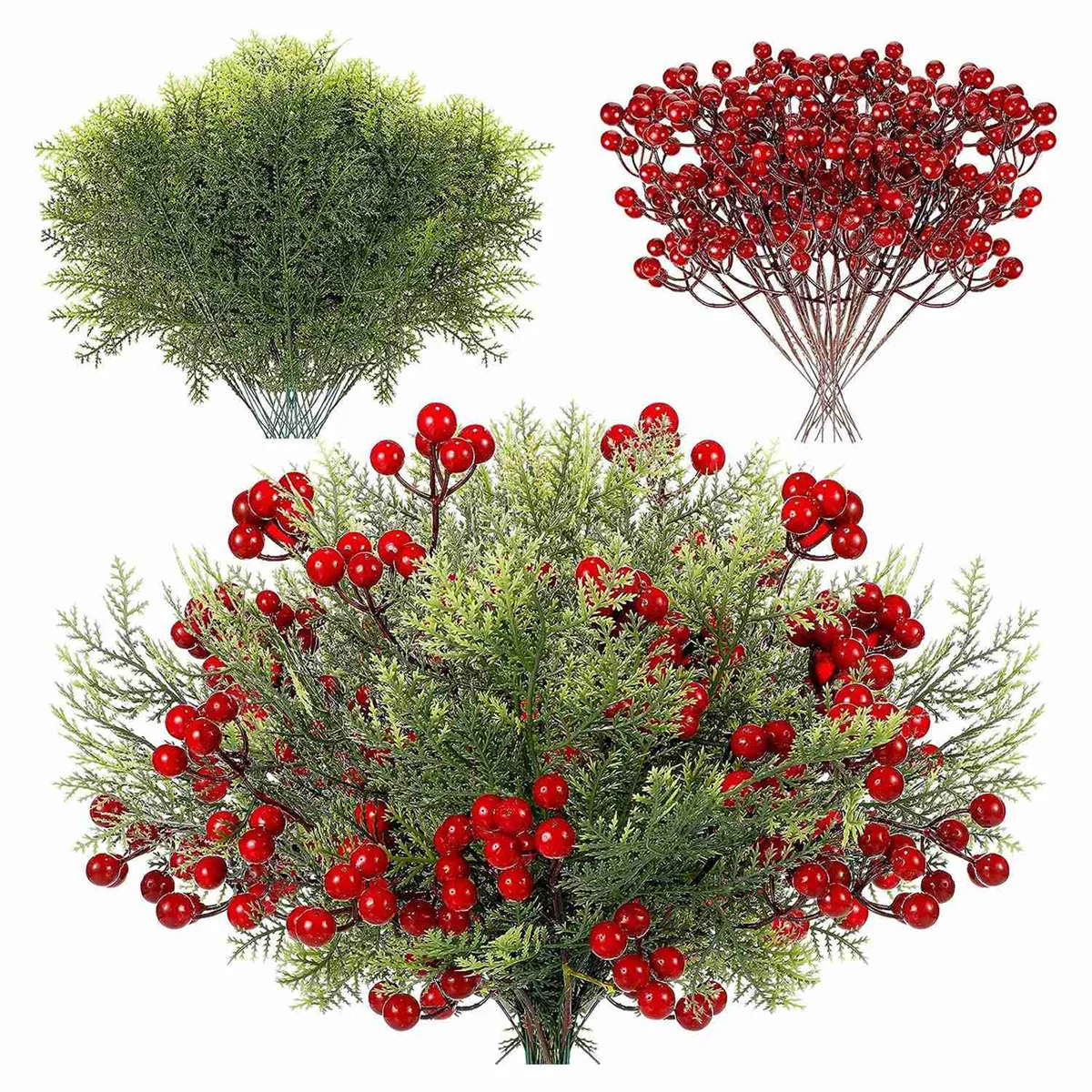 48 Pcs Christmas Artificial Faux Cedar Branches, Artificial Sprigs Faux Pine Leaves, Greenery Pine Stems Picks for Xmas
48 Pcs Christmas Artificial Faux Cedar Branches, Artificial Sprigs Faux Pine Leaves, Greenery Pine Stems Picks for Xmas