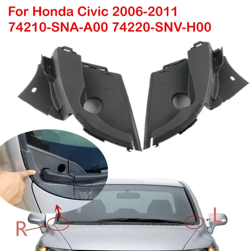 

For Honda Civic 2006-2011 74210-SNA-A00 74220-SNV-H00 Pair Car Front Windshield Wiper Arm Cowl Vent Trim Top Cover Grille Panel
