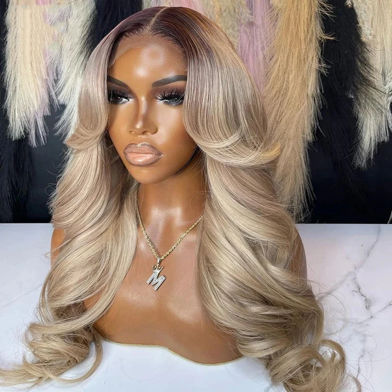 Ombre Blonde Light Brown Roots Body Wave Synthetic Hair Lace Frontal Wig For Women Glueless Fiber Hair Transparent Lace Wigs
Ombre Blonde Light Brown Roots Body Wave Synthetic Hair Lace Frontal Wig For Women Glueless Fiber Hair Transparent Lace Wigs