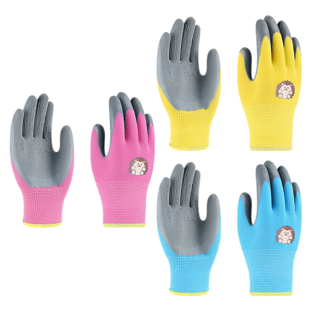 

3 Pairs Gardening and Outdoor Picking Protective Gloves Kids Work Mittens Planting Weeding Barbecue Puncture-proof