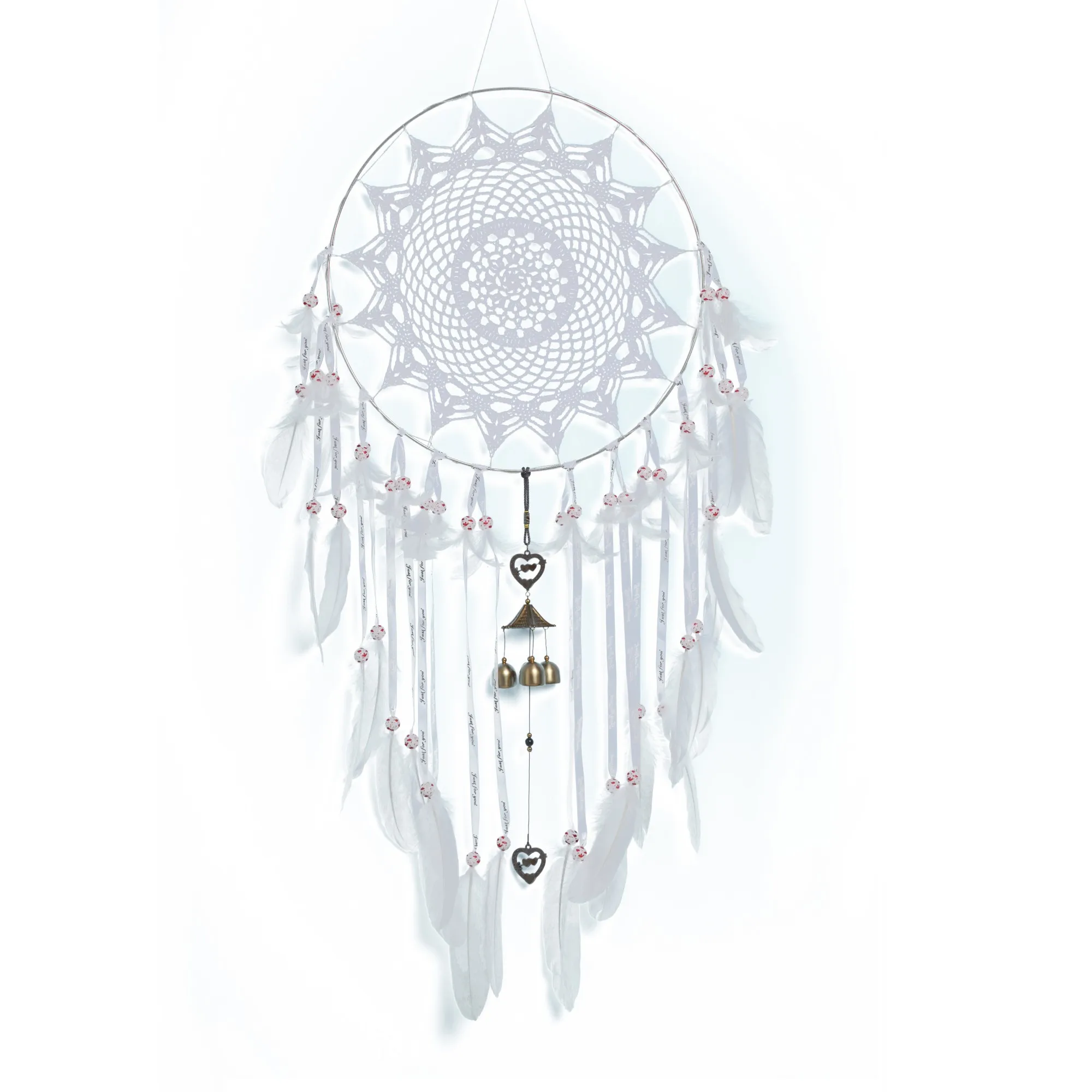 

Indian Style Dreamcatcher Wind Chimes Large Size White Feather Dream Catcher Dangling Vintage Windchime Wall Hanging Ornaments